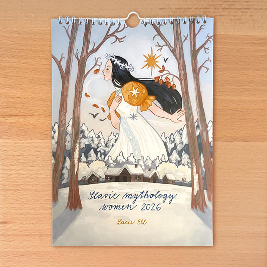 Slavic Mythology Women 2026 Calendar (pick your language!)
