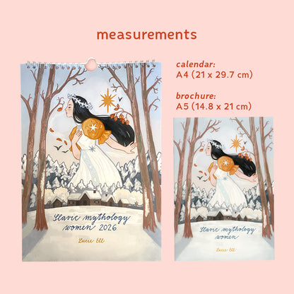 Slavic Mythology Women 2026 Calendar (pick your language!)