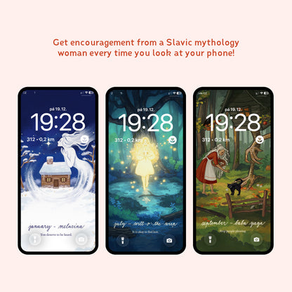 Digital download - Slavic mythology women wallpapers and booklet